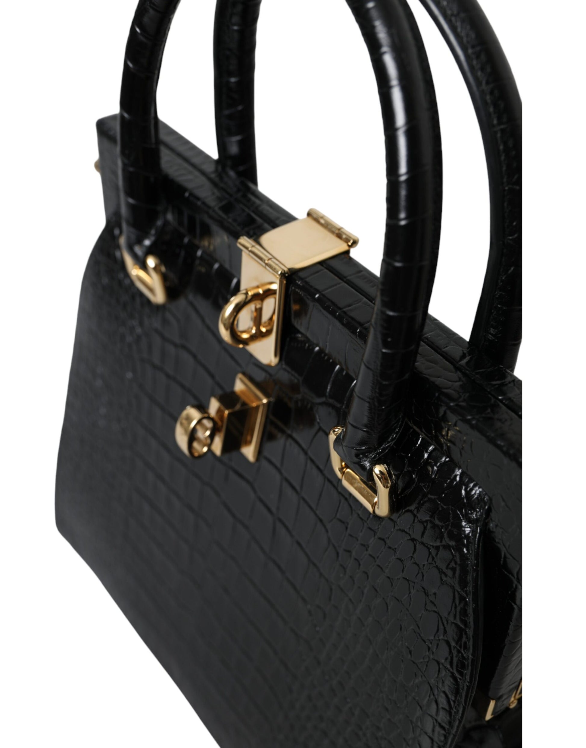 Black Exotic Leather Top Handle Tote Women Bag