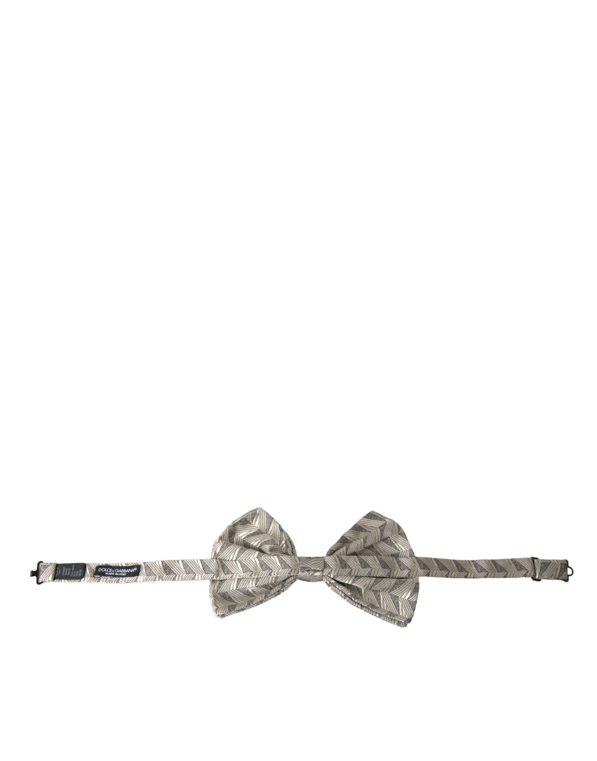 Silver Fantasy Print Adjustable Neck Bow Tie Men