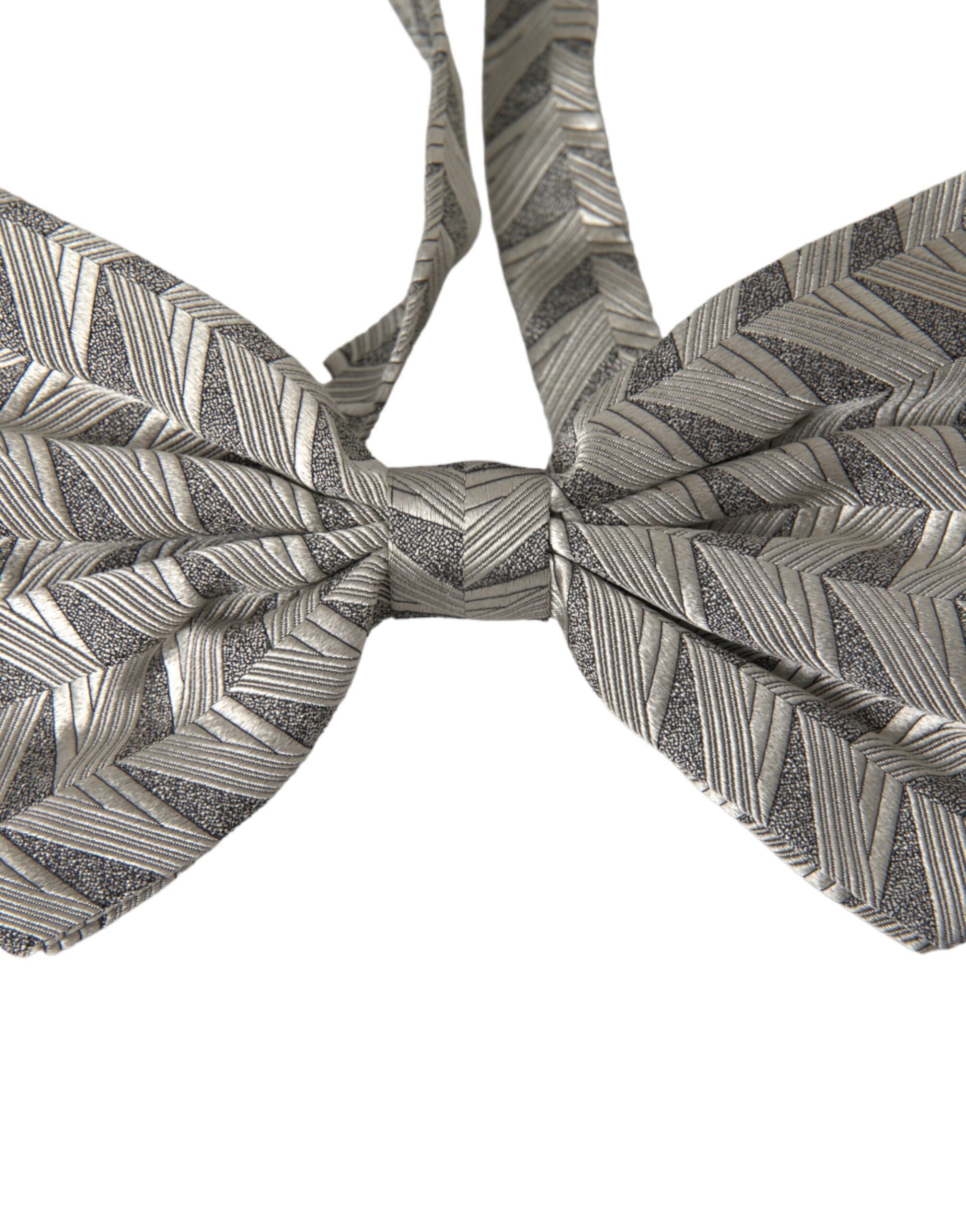 Silver Fantasy Print Adjustable Neck Bow Tie Men