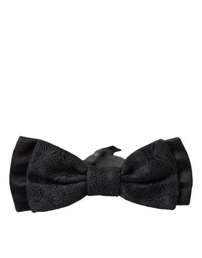 Black Brocade Silk Adjustable Neck Men Bow Tie