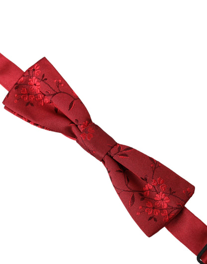 Red Brocade Silk Adjustable Neck Men Bow Tie