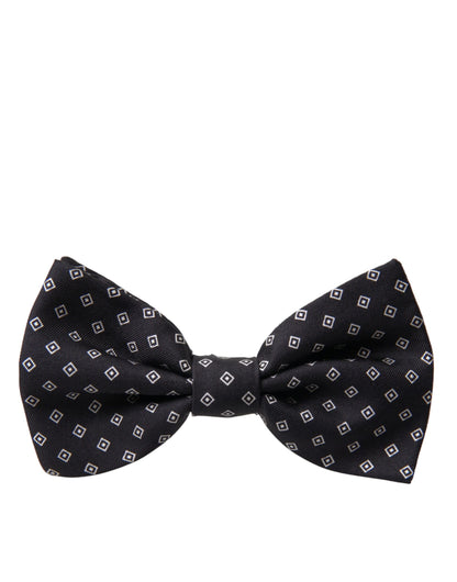 Black Patterned Silk Adjustable Neck Men Bow Tie