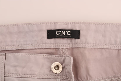 Chic Beige Slim Fit Designer Jeans