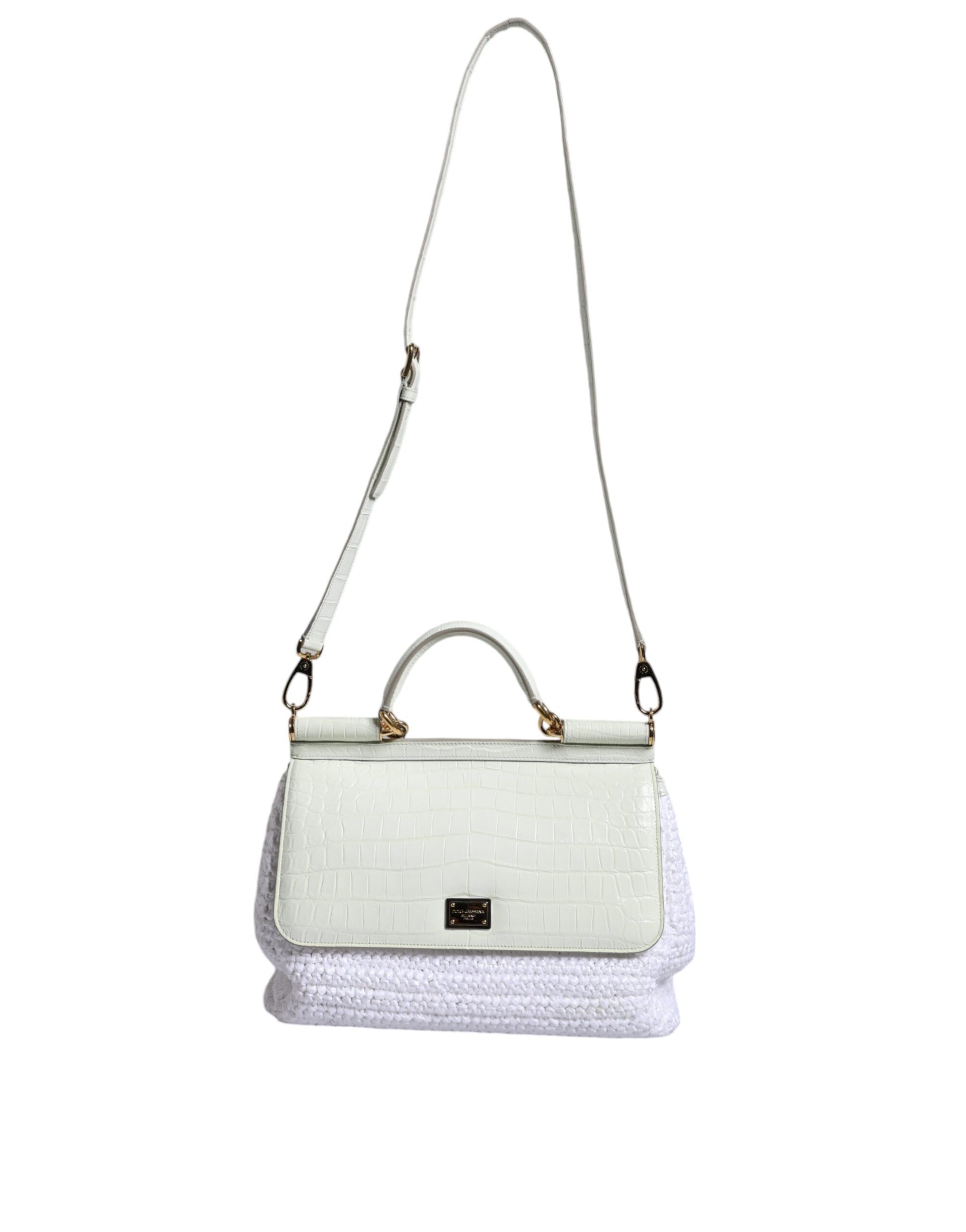 White Rafia Leather SICILY Crossbody Bag