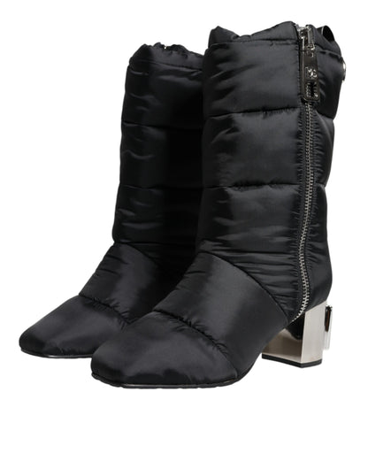 Black Padded DG Logo Heels Boots Shoes