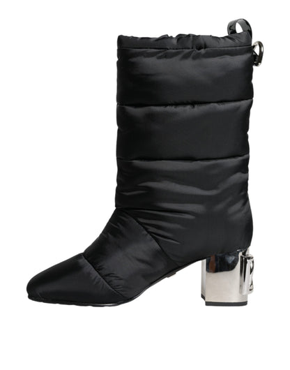 Black Padded DG Logo Heels Boots Shoes