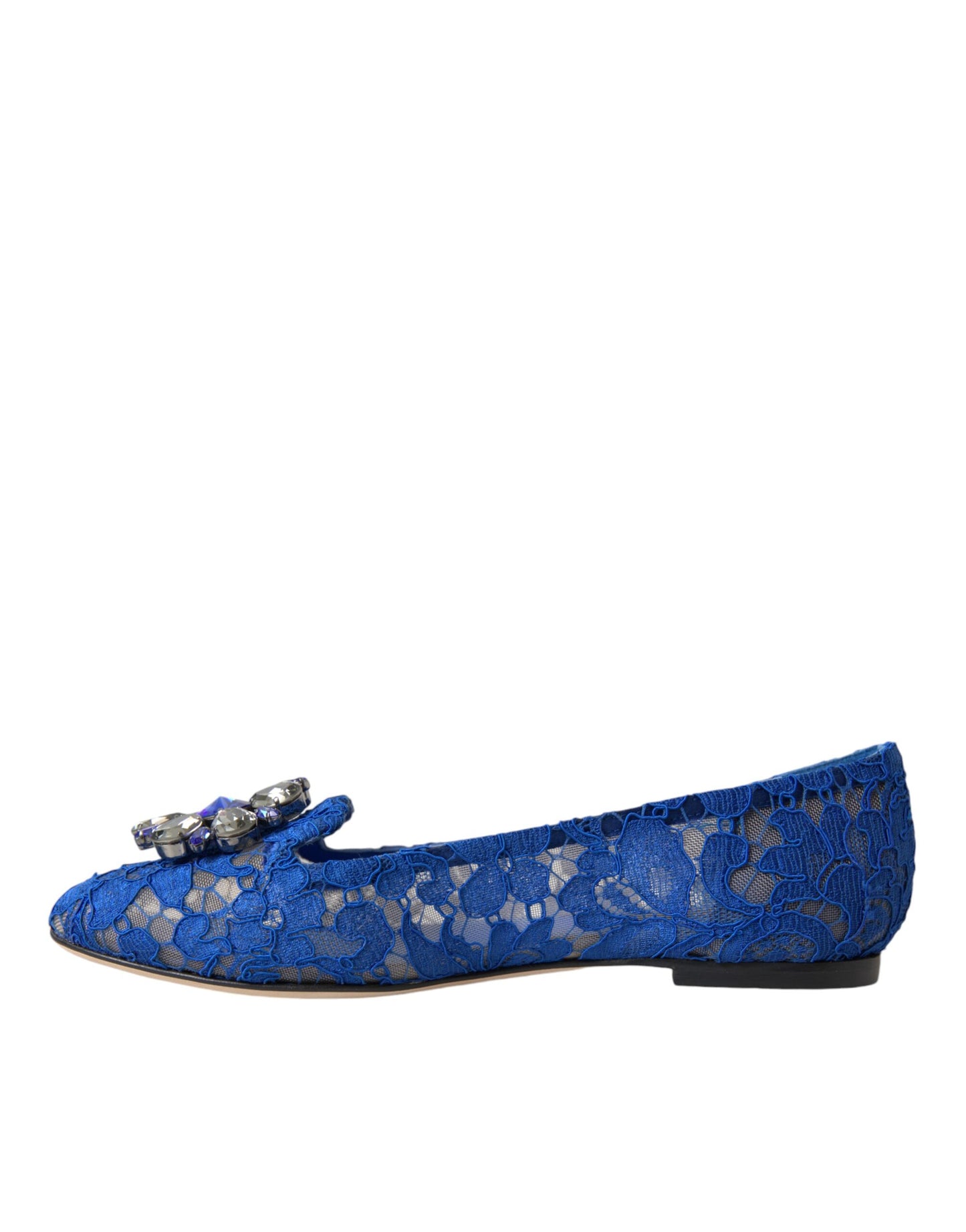 Blue Lace Crystal Ballet Flats Loafers Shoes