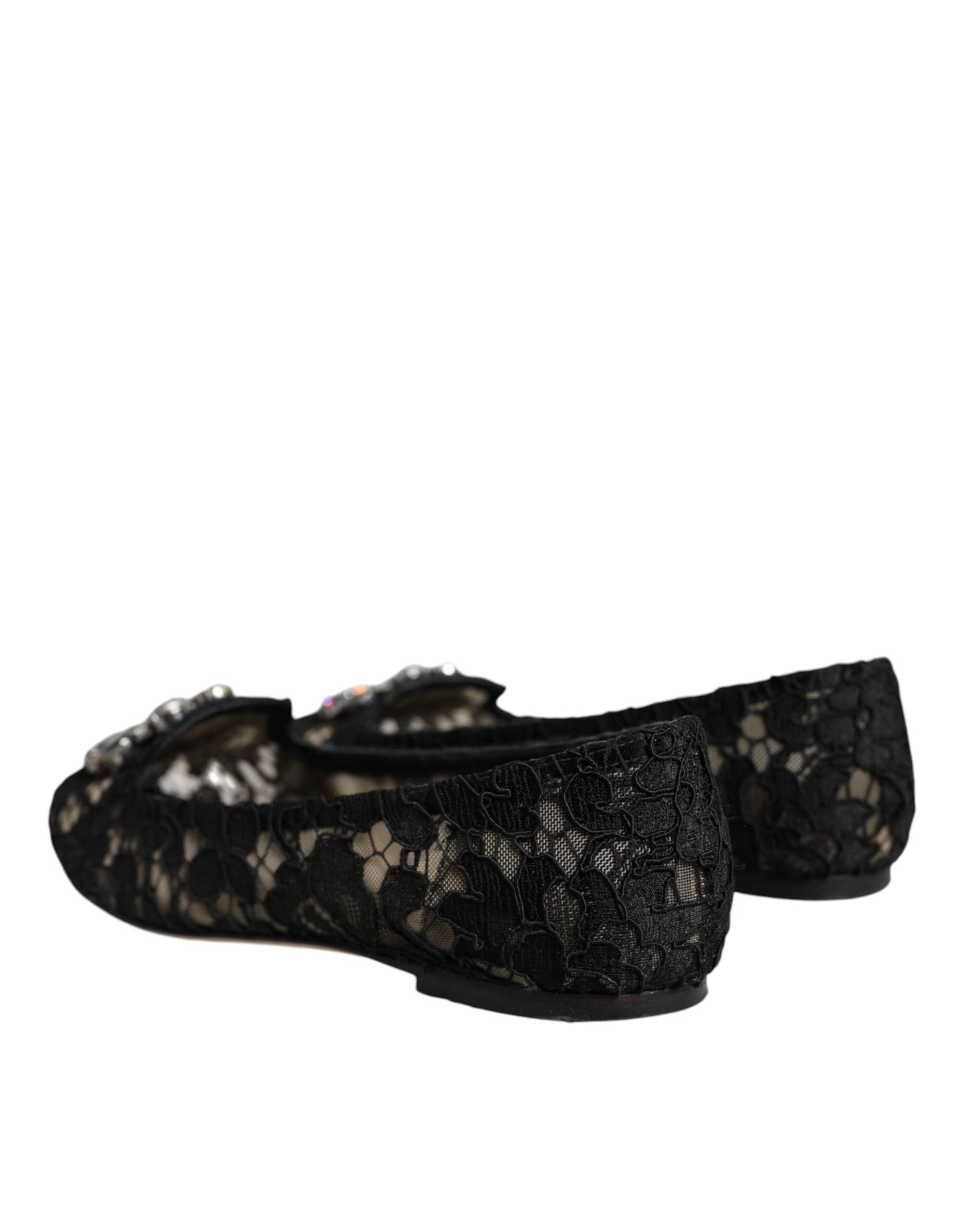 Black Lace Crystal Ballet Flats Loafer Shoes