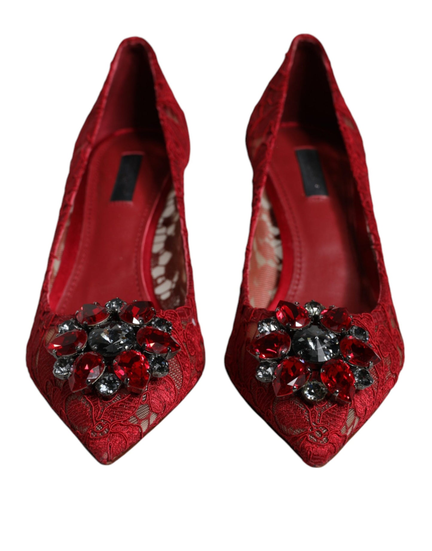 Red Taormina Lace Crystal Heels Pumps Shoes