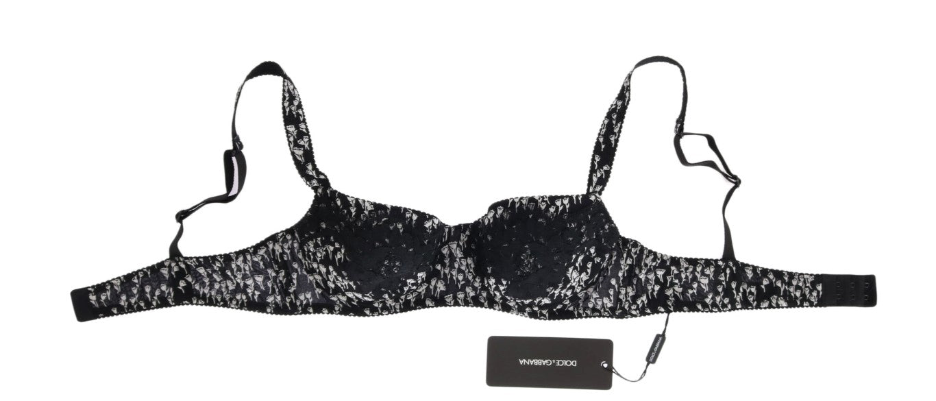 Elegant Black Floral Lace Silk Bra