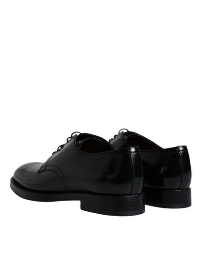 Black Leather Lace Up Men Derby Formal Shoes