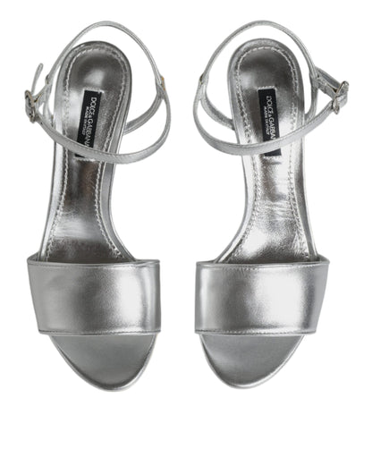 Silver KEIRA Heels Ankle Strap Sandals Shoes