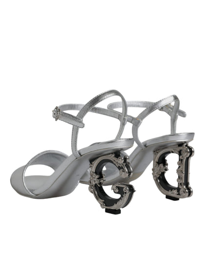 Silver KEIRA Heels Ankle Strap Sandals Shoes