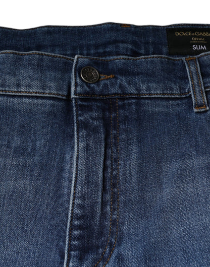 Blue Washed Cotton Stretch Men Denim Jeans