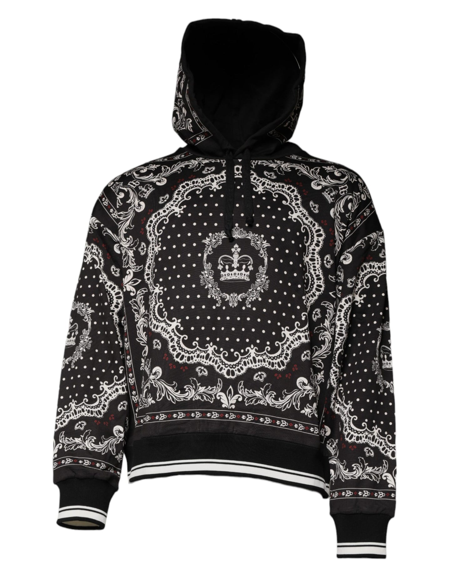 Black White Bandana Hooded Sweatshirt Sweater