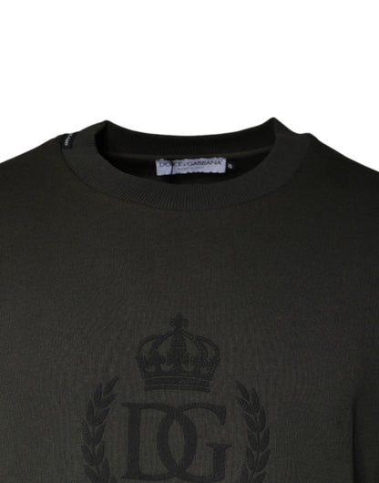 Army Green Crown Cotton Sweatshirt Sweater