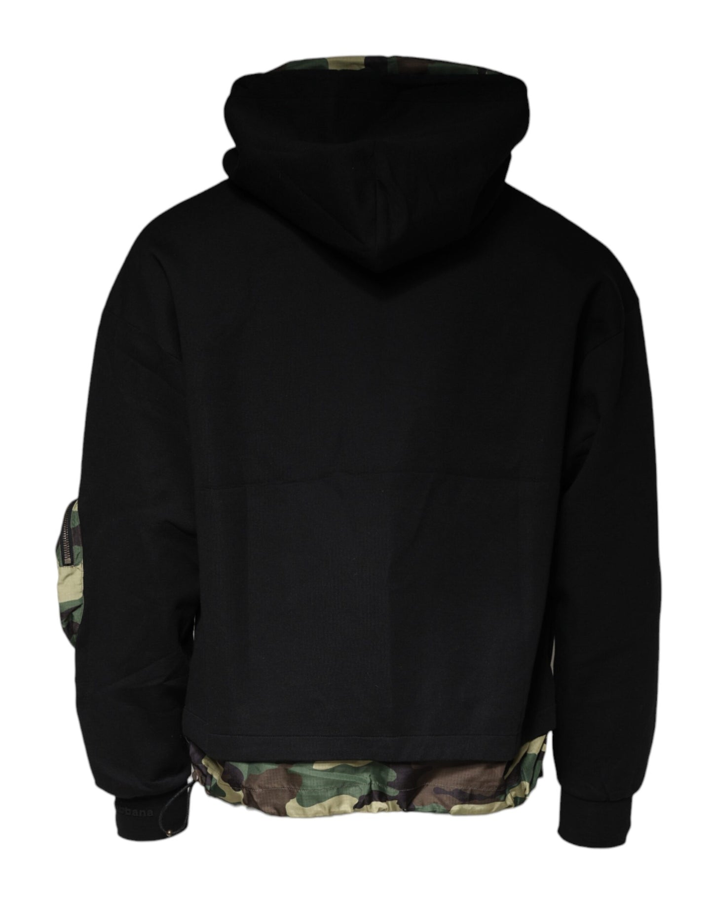 Black Pocket CottonHooded Sweatshirt Sweater