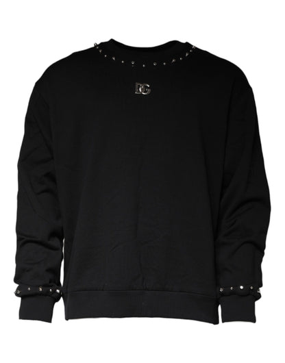 Black Logo Stud Pullover Sweatshirt Sweater