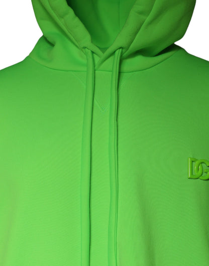 Green Logo Hooded Pullover Men Sweatshirt Sweater