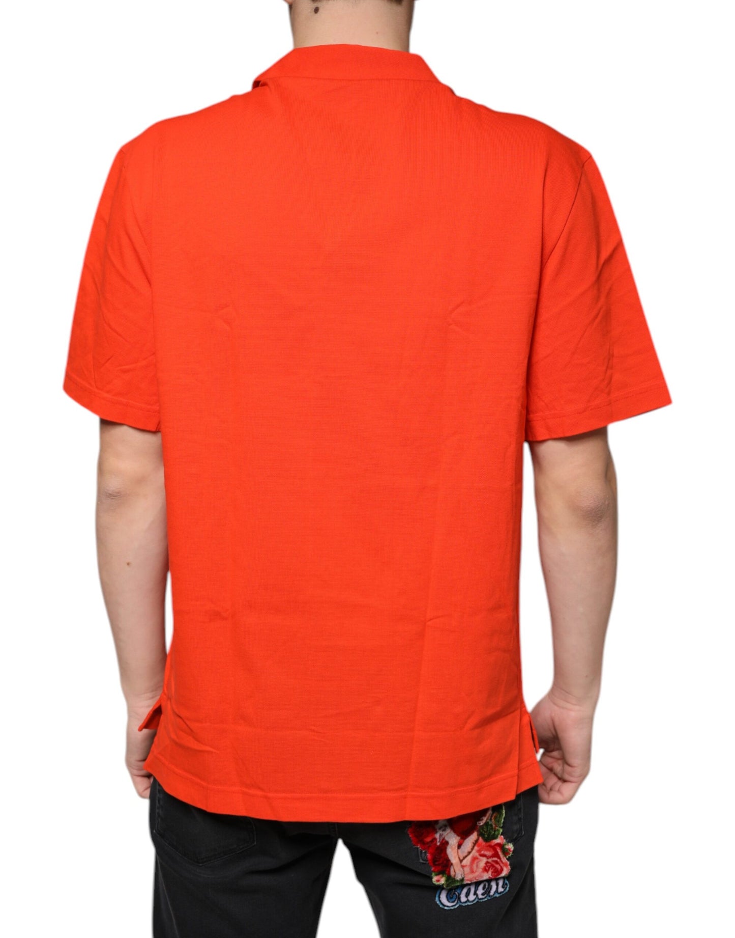 Orange Cotton Button Down Casual Polo Shirt