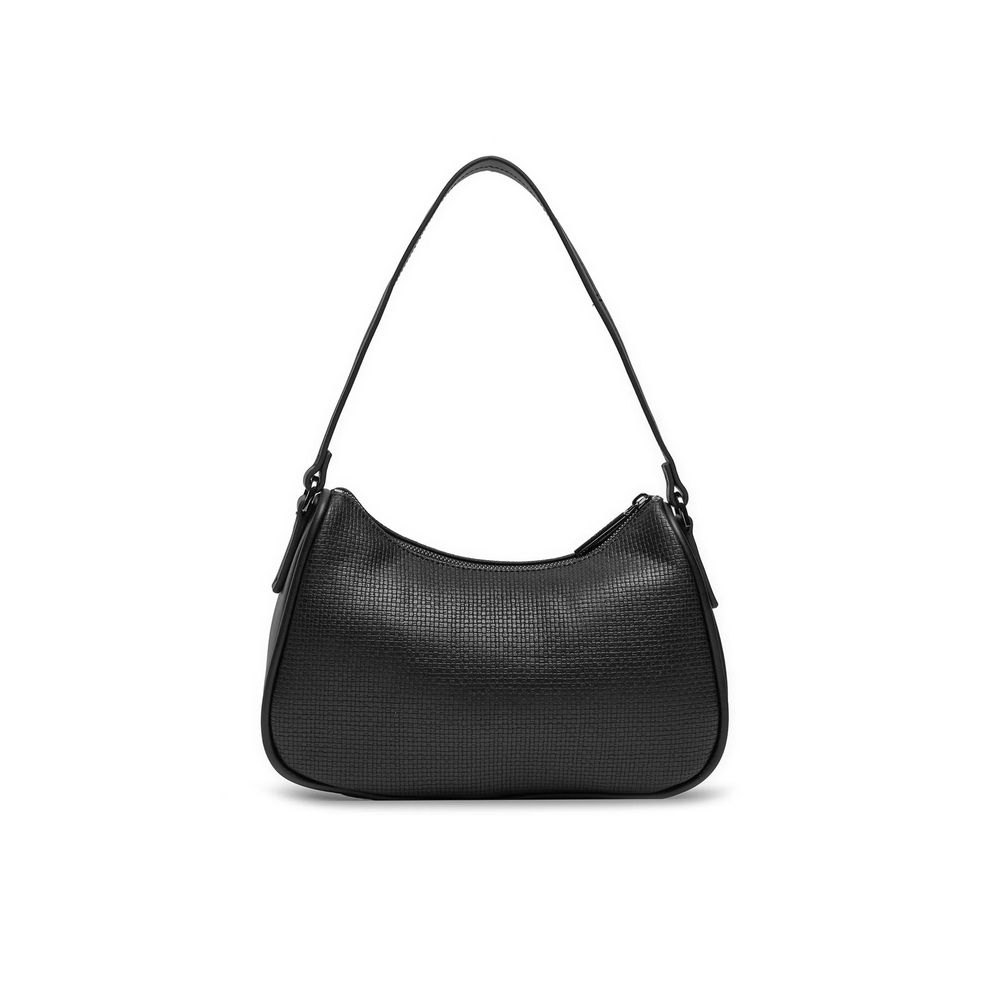 Black Synthetic Leather Handbag