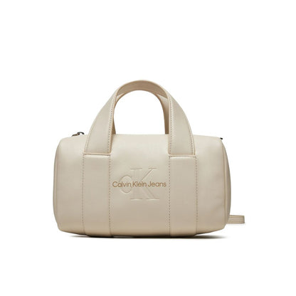 Beige Synthetic Leather Handbag