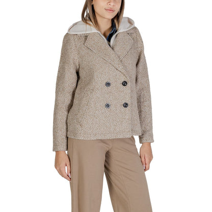 Beige Polyester Jackets & Coat