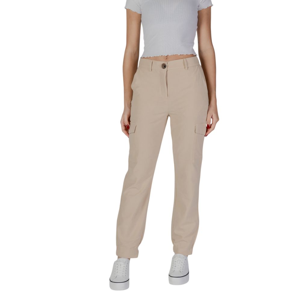 Beige Polyester Jeans & Pant