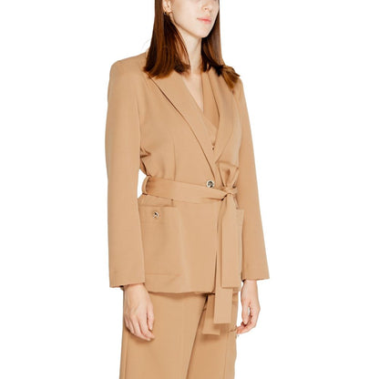 Beige Polyester Suits & Blazer