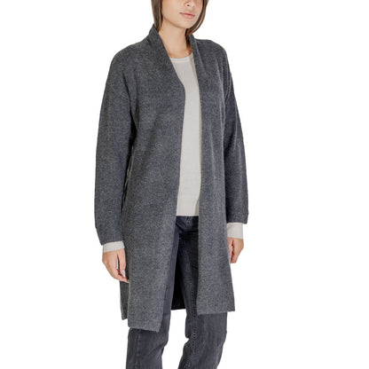 Gray Polyester Cardigan