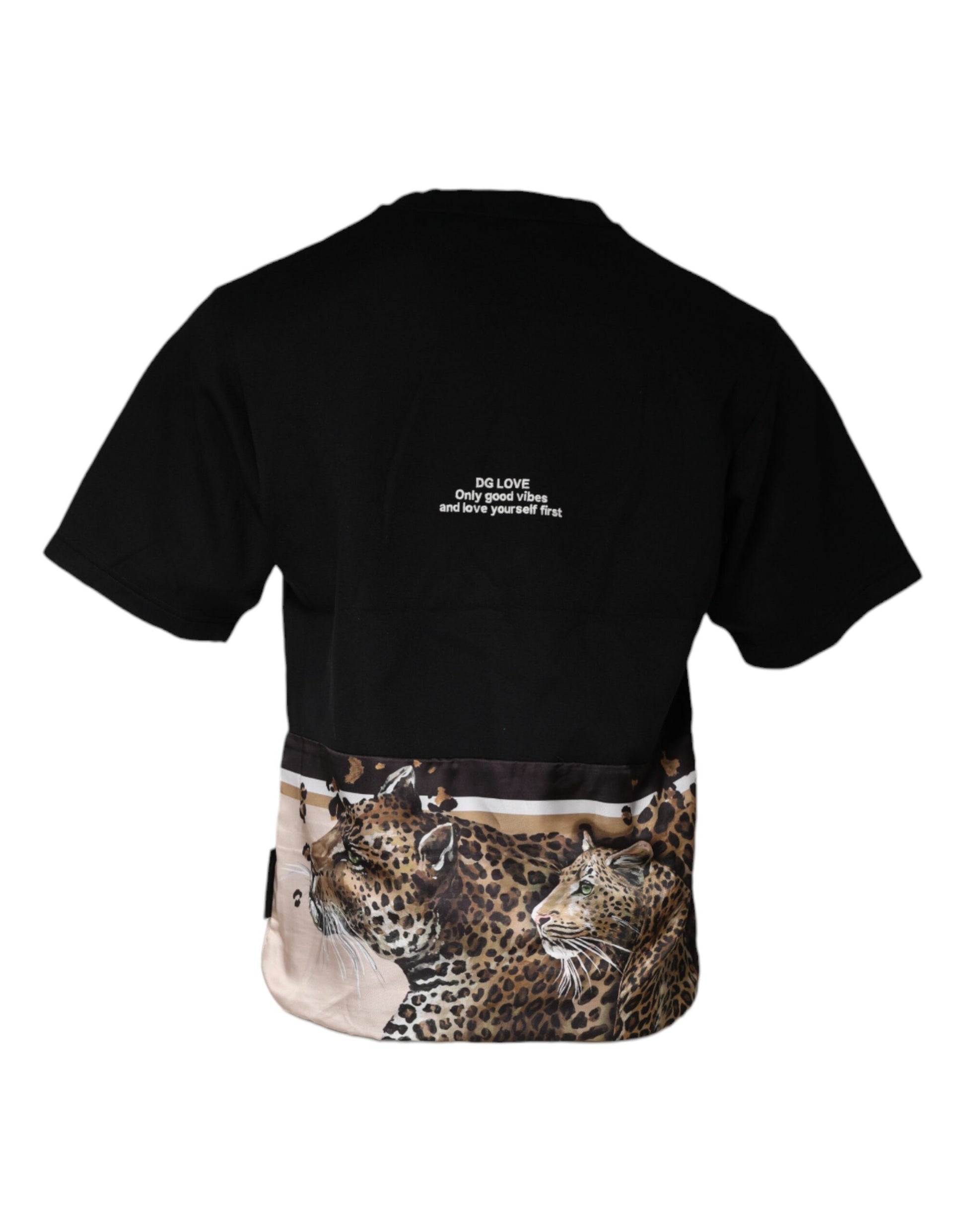 Black Leopard Cotton Short Sleeves T-shirt