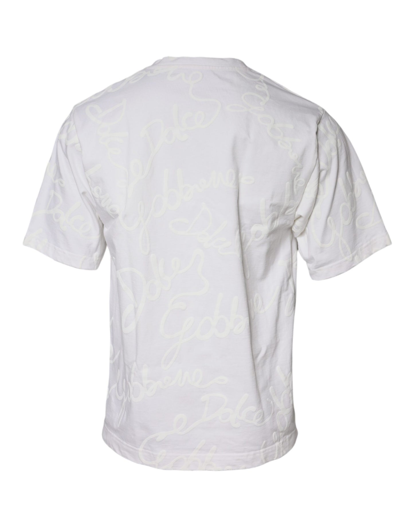 White Logo Print Cotton Crew Neck T-shirt