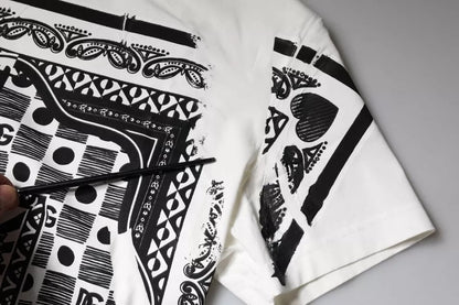 White Bandana Print Cotton Short Sleeves T-shirt