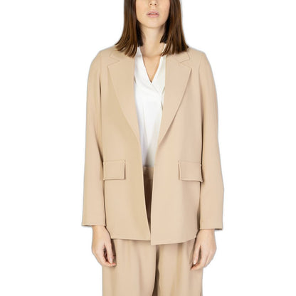 Beige Polyester Suits & Blazer