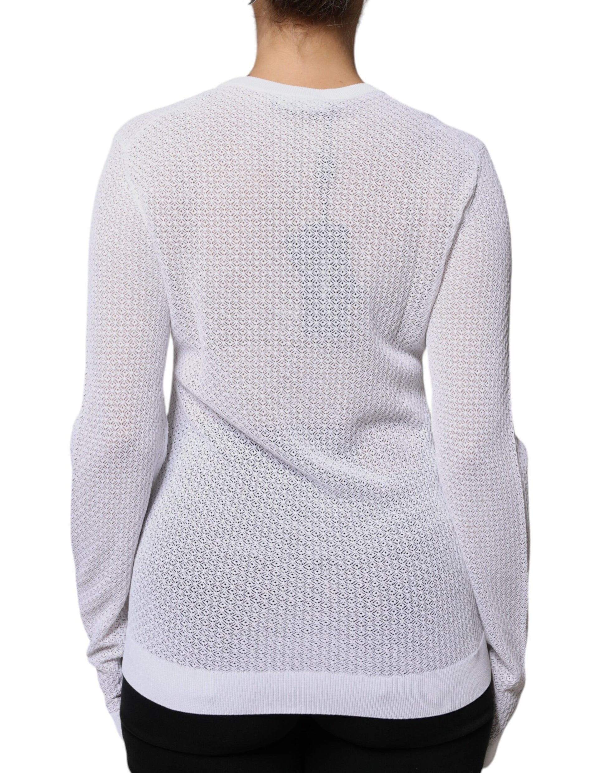 White Mesh See Through Long Sleeves Top