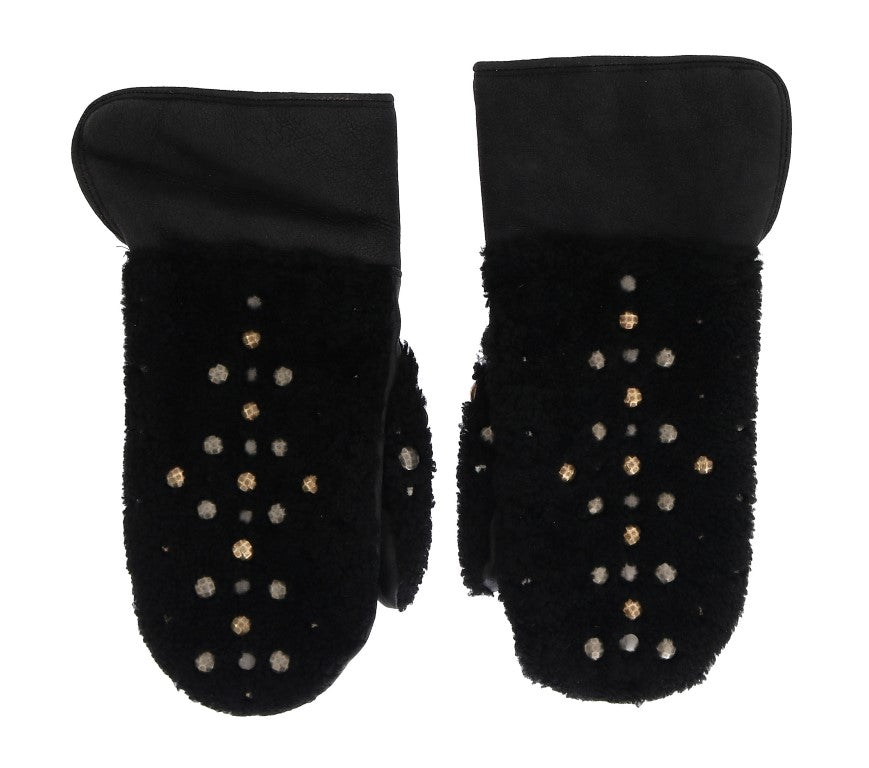 Studded Black Leather Gentleman's Gloves