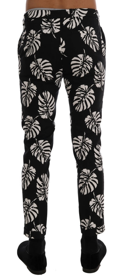 Slim Fit Leaf Print Ankle Pants