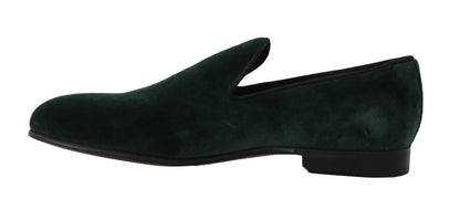 Elegant Green Suede Slip-On Loafers