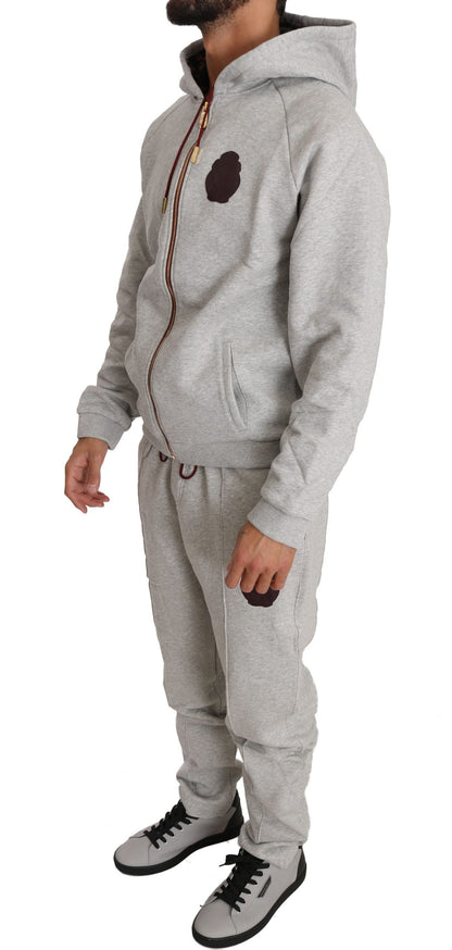 Elegant Gray Cotton Sweatsuit Ensemble