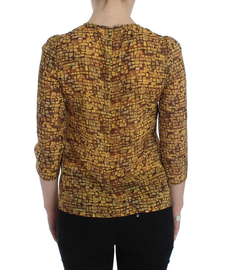 Sicilian Mosaic Print Silk Blouse