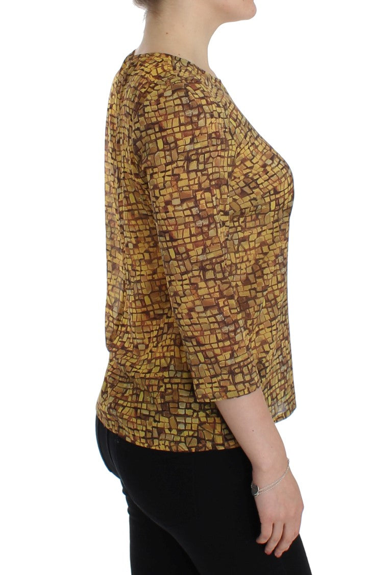 Sicilian Mosaic Print Silk Blouse