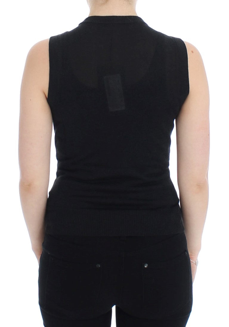 Elegant Black Sleeveless Pullover Vest