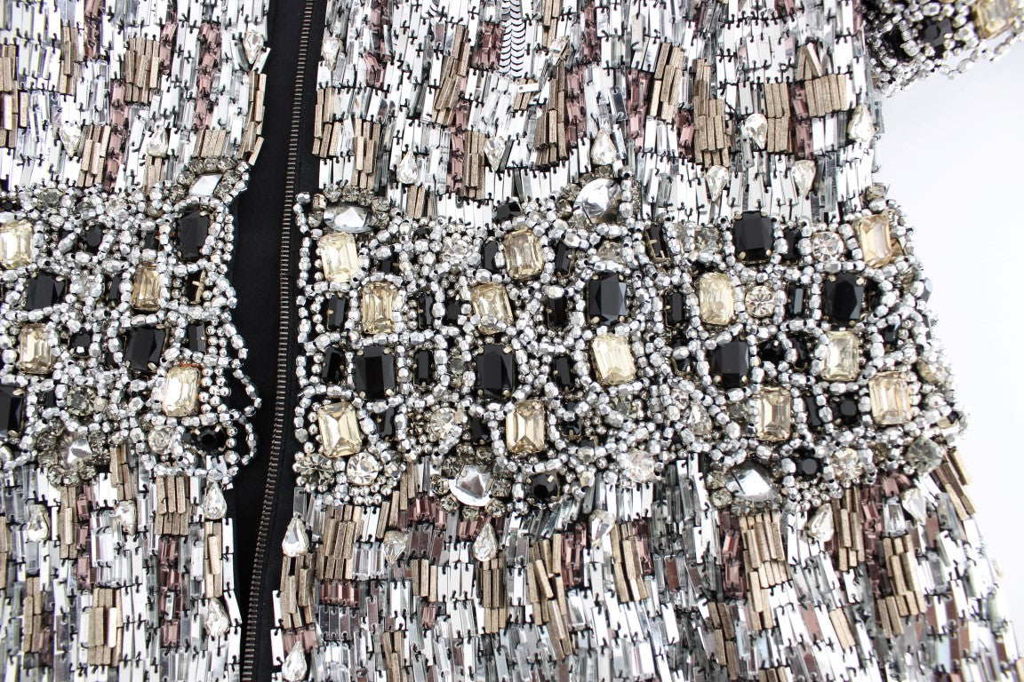 Silver Crystal Embellished Shift Dress Masterpiece