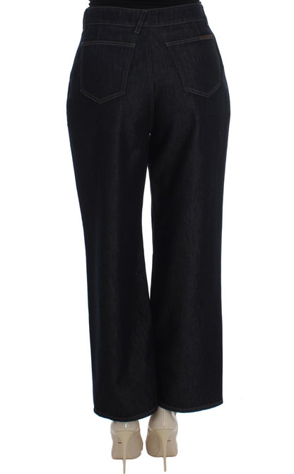 Chic High Waist Flare Jeans in Dark Blue