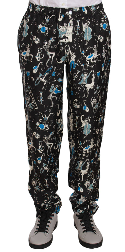 Elegant Silk Lounge Pants with Unique Print