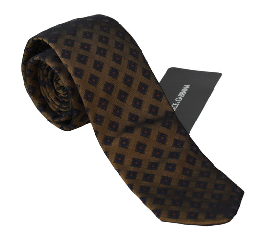 Elegant Brown Patterned Silk Blend Necktie