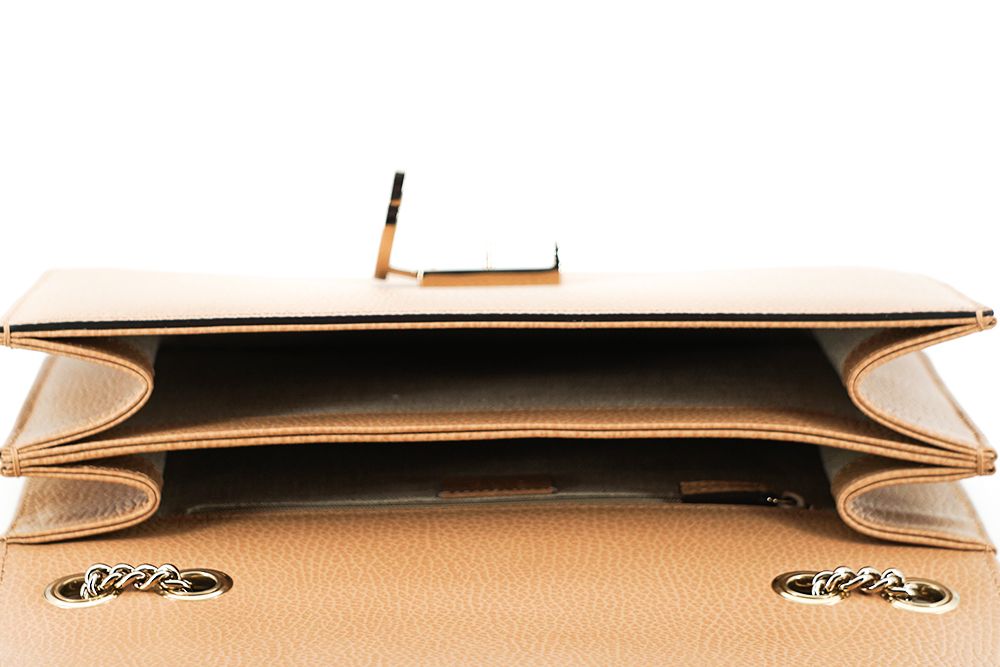 Elegant Beige Calf Leather Shoulder Bag