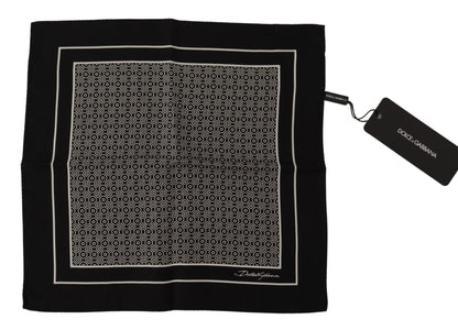 Elegant Black Silk Geometric Scarf for Men