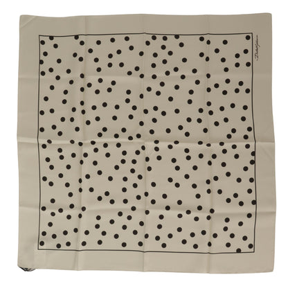 Elegant Polka Dot Silk Square Scarf