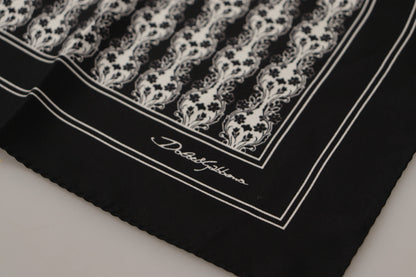 Elegant Black Silk Men's Square Scarf